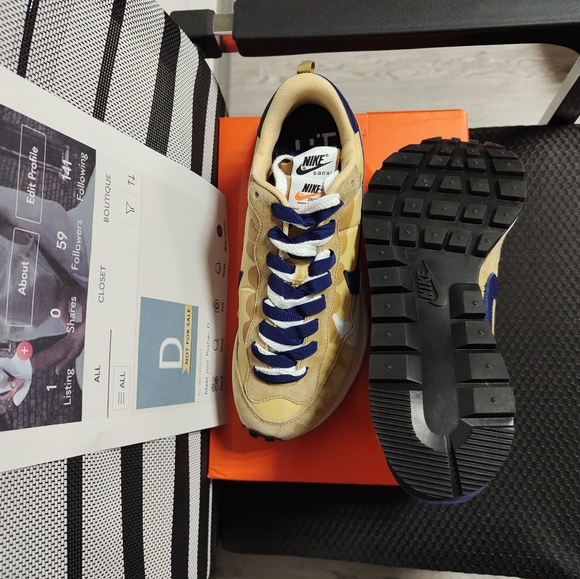 sacai x Nike VaporWaffle "Sesameand Blue Void" - Picture 4 of 6